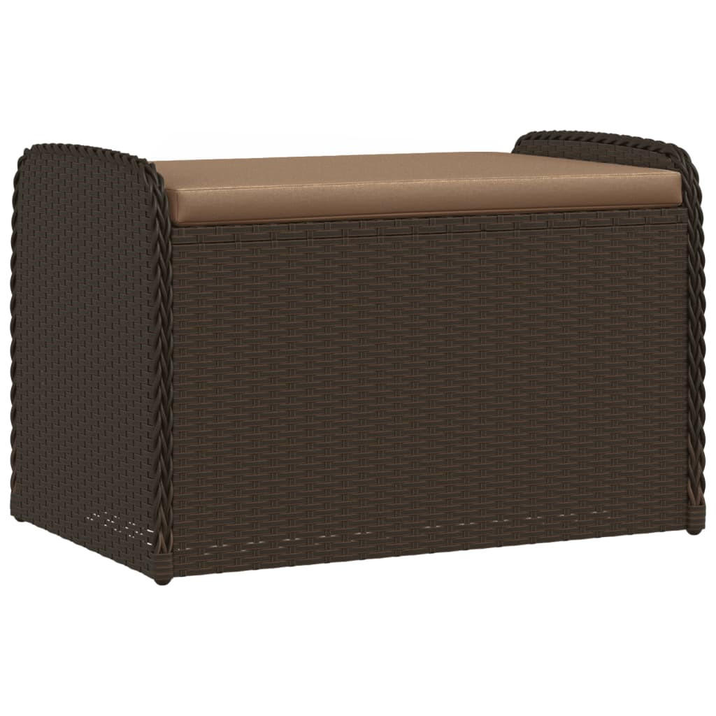 SITZBANK Mit Stauraum & Kissen Braun 80/51/52 Cm Poly Rattan - Weiß/Braun, Kunststoff/Textil (80/52/51cm) - vidaXL