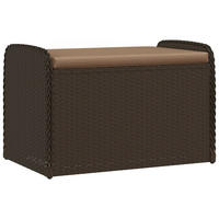 SITZBANK Mit Stauraum & Kissen Braun 80/51/52 Cm Poly Rattan - Weiß/Braun, Kunststoff/Textil (80/52/51cm) - vidaXL