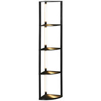 STEHLEUCHTE LED-Stehlampe 163,5cm mit 4 Ablagen E27 Standlampe für Wohnzimmer Schwarz - Schwarz, Metall (41/29.5/163.5cm) - Raelunyi