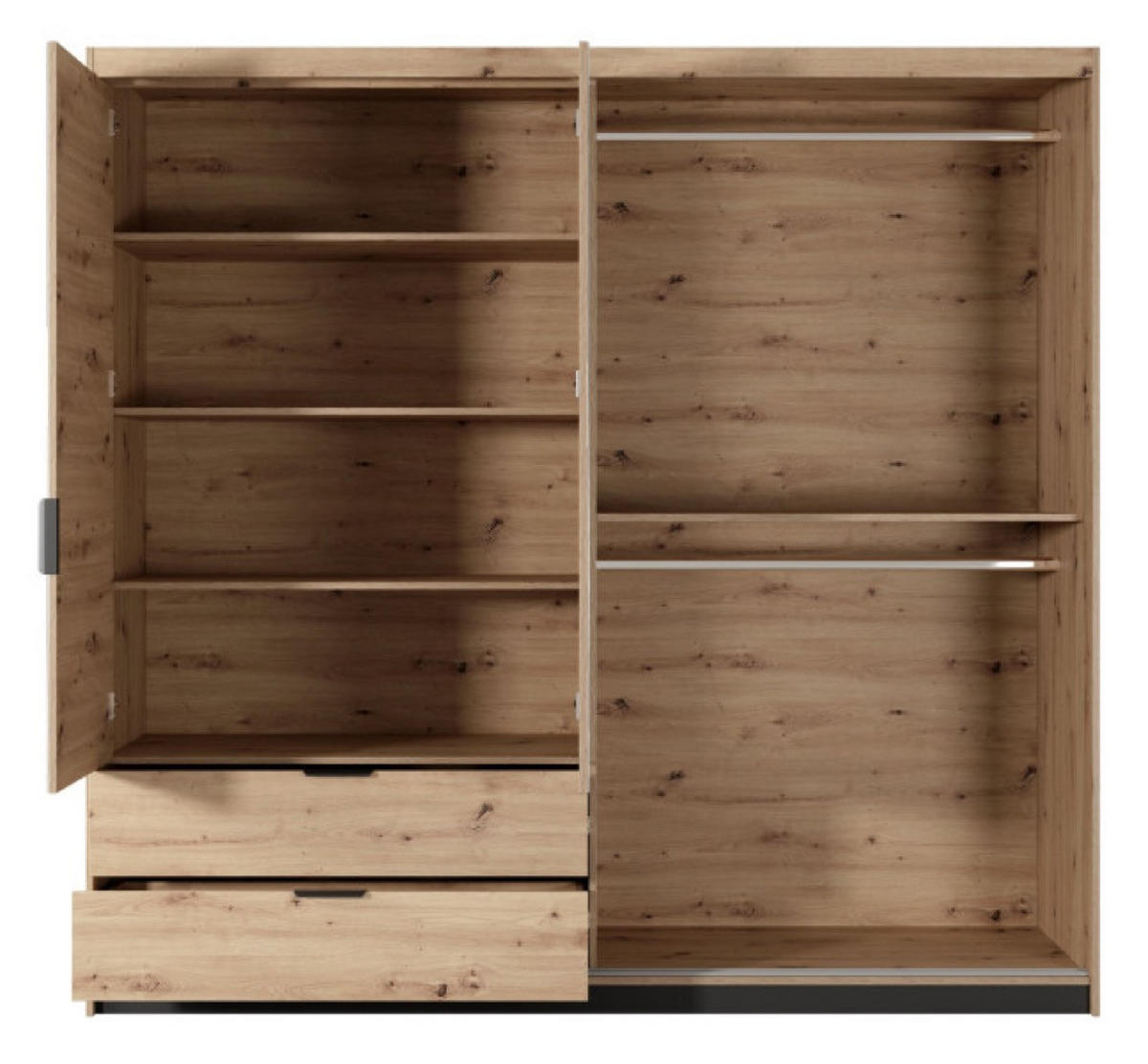SCHRANK Antrazit Ally Mit Spiegel Und Lamellen Artisan Eiche 220 cm - Braun, Holzwerkstoff (220/210.4/60cm) - Sepro Meble