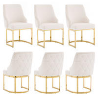 ESSZIMMERSTÜHLE 6er-Set Samt Gold Metall Beige - Beige/Goldfarben, Textil (59/89/55cm) - FLIEKS