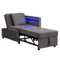 SCHLAFSOFA 3-in-1 Leinenstoff mit 5-fach verstellbarer Rückenlehne und USB-Anschluss Dunkelgrau 177/68/65 cm - Dunkelgrau, Textil (68/65/177cm) - Redom