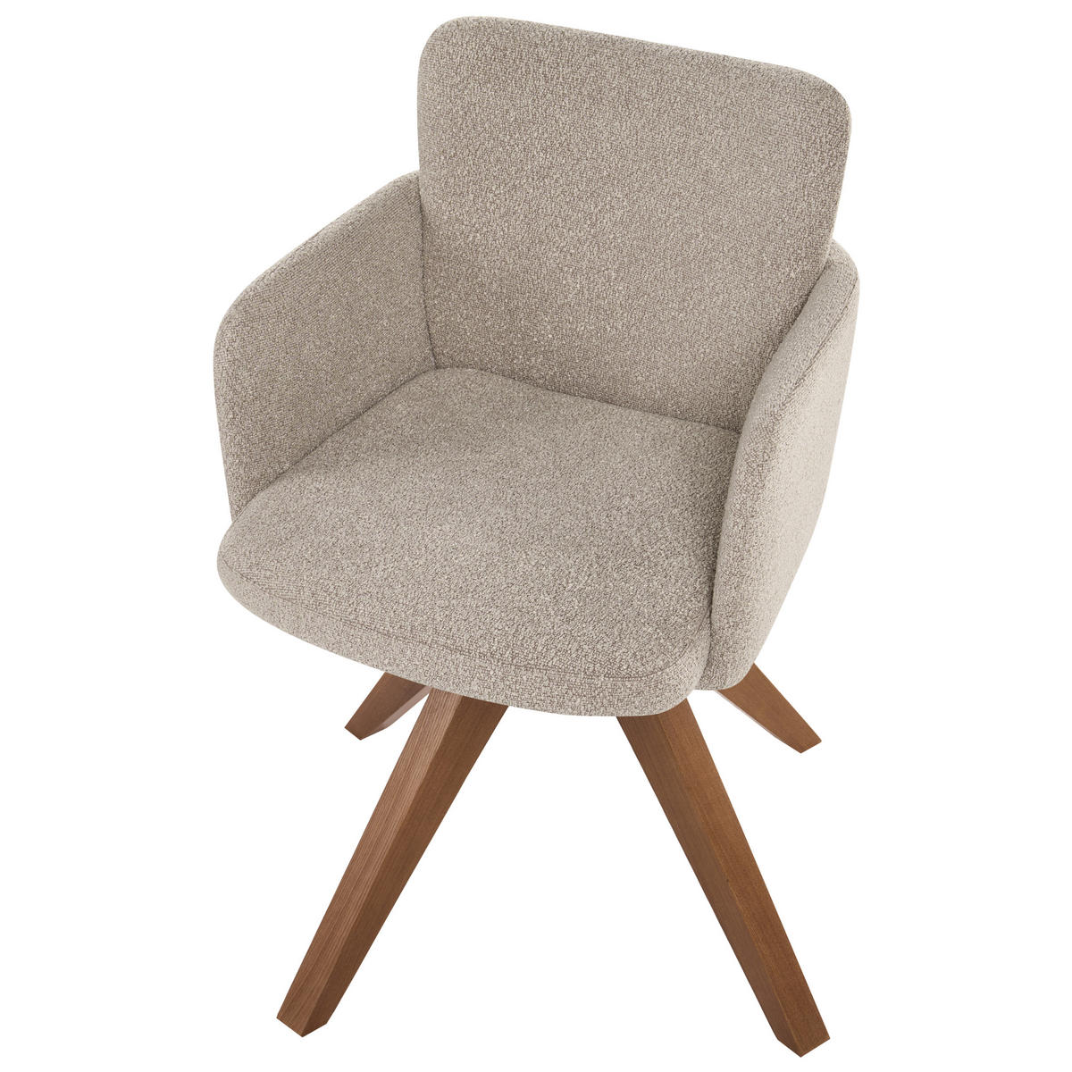 ESSZIMMERSTUHL 2er Set drehbar Bouclé Beige Evelyn - Beige/Braun, Holz/Textil (64/80/64cm) - Beliani