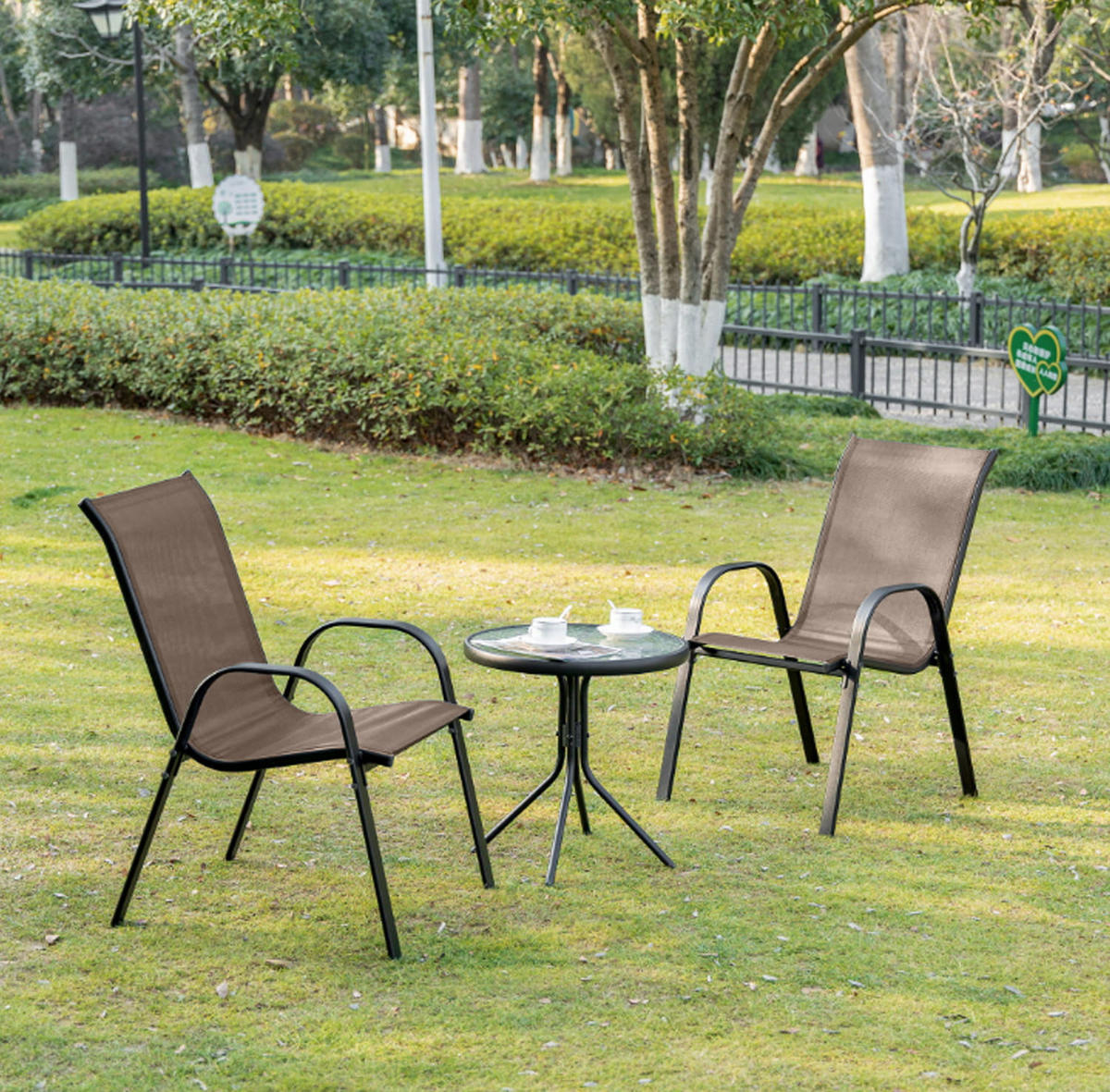 GARTENSTUHL set aus 4 stücken - Braun, Metall (56/91/54cm) - A2A Home