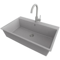 GRANITSPÜLE Riga, 2-er set Grau 78/50 cm 1 Becken + Küchenarmatur 32/20 cm + Ablauf-Set ab 80er Unterschrank - Grau, Kunststoff (78/20/50cm) - Primagran