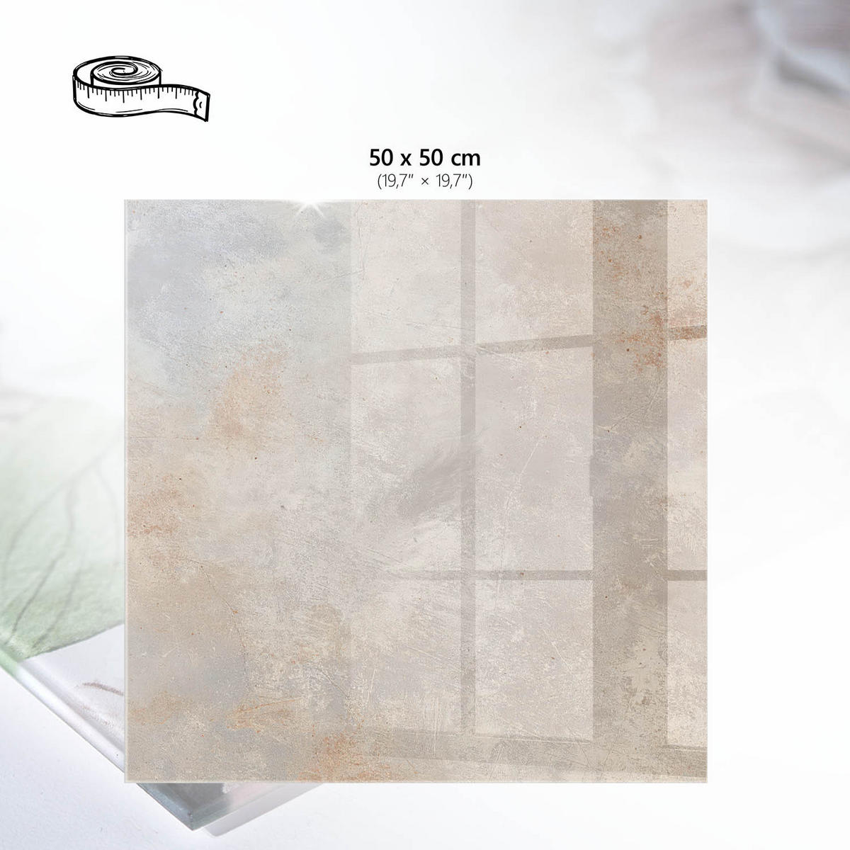 TISCHPLATTE 50x50 cm – Feine Textur - Beige, Glas (50/50/0.4cm) - Wallfluent