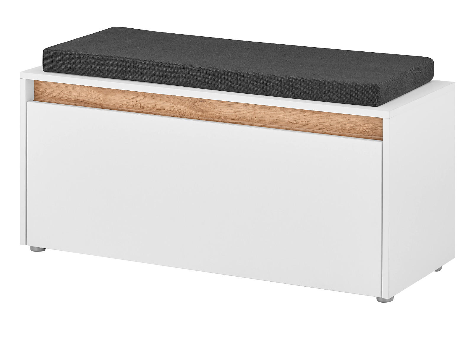 GARDEROBENBANK weiß, Eiche Wotan 100 cm, Schuhbank mit Sitzkissen - Silberfarben/Eiche Wotan, Holzwerkstoff/Kunststoff (100/45/40cm) - Furn.Design