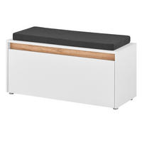 GARDEROBENBANK weiß, Eiche Wotan 100 cm, Schuhbank mit Sitzkissen - Silberfarben/Eiche Wotan, Holzwerkstoff/Kunststoff (100/45/40cm) - Furn.Design