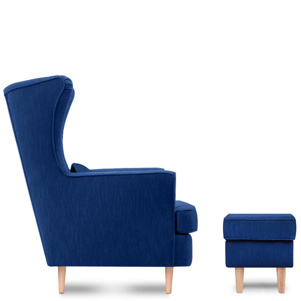 OHRENSESSEL STRALIS mit Sitzhocker, blau - Blau, Textil (82/108/80cm) - KONSIMO®