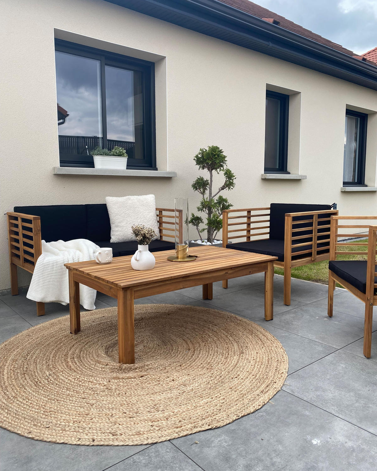4-MÍSTNÁ SEDACÍ SOUPRAVA LOUNGE SADA Akáciové dřevo Světle hnědá Pacific - světle hnědá, dřevo - Beliani