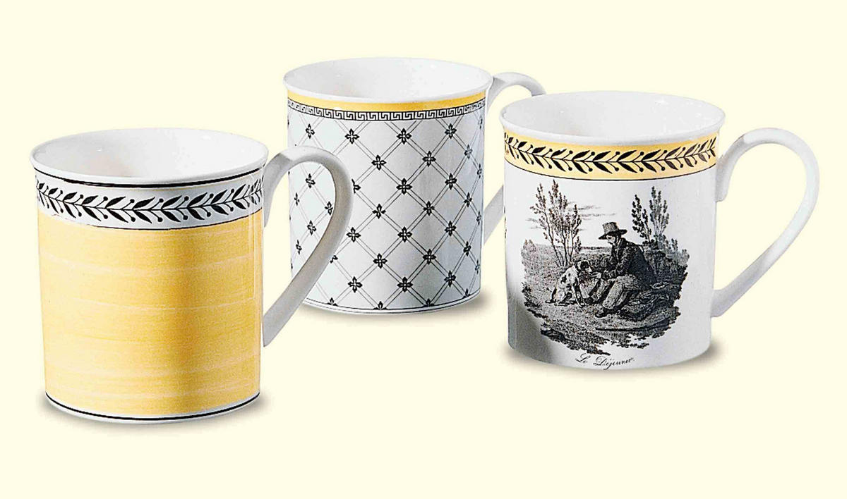 KAFFEEBECHER Audun Fleur weiß-grau-gelb 300 ml 6er Set - Gelb/Weiß, Keramik (0.3L) - Villeroy & Boch