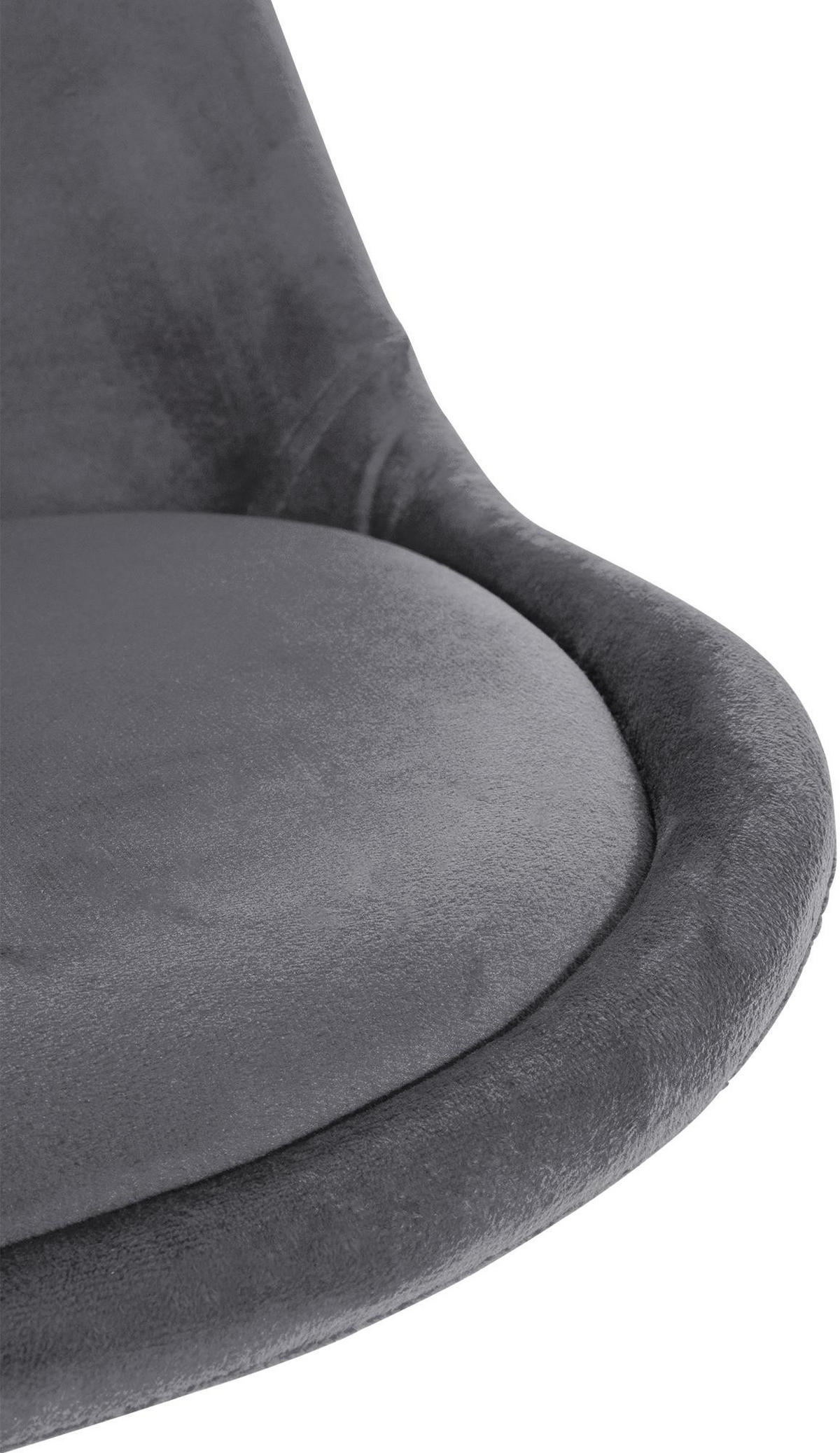 STUHL 4er Set Samt grau - Naturfarben/Grau, Holz/Textil (48/81/54cm) - CLP