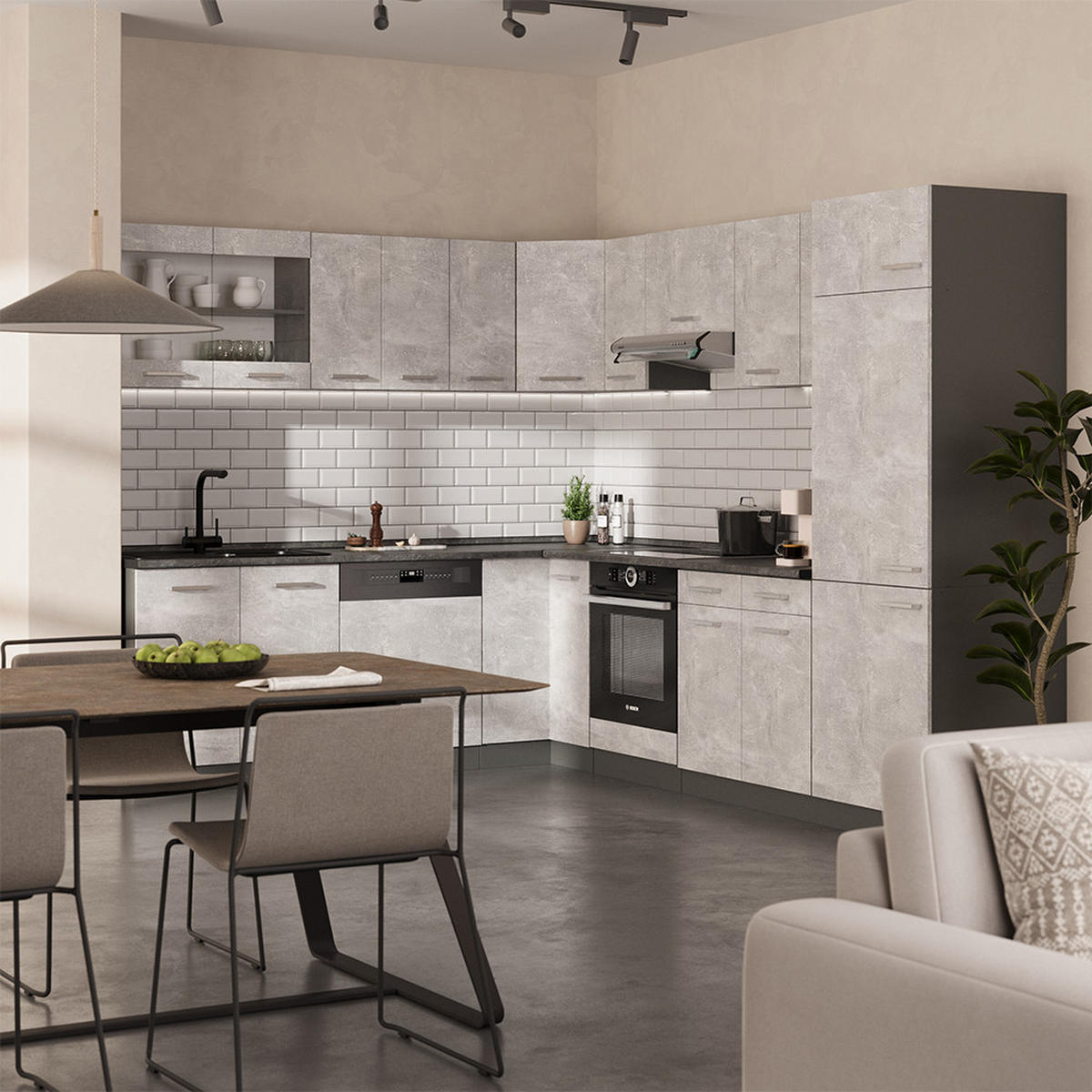 KUCHYŇSKÁ DVÍŘKA R-Line Beton - šedá, kompozitní dřevo (29.6/71.3/1.6cm) - Vicco