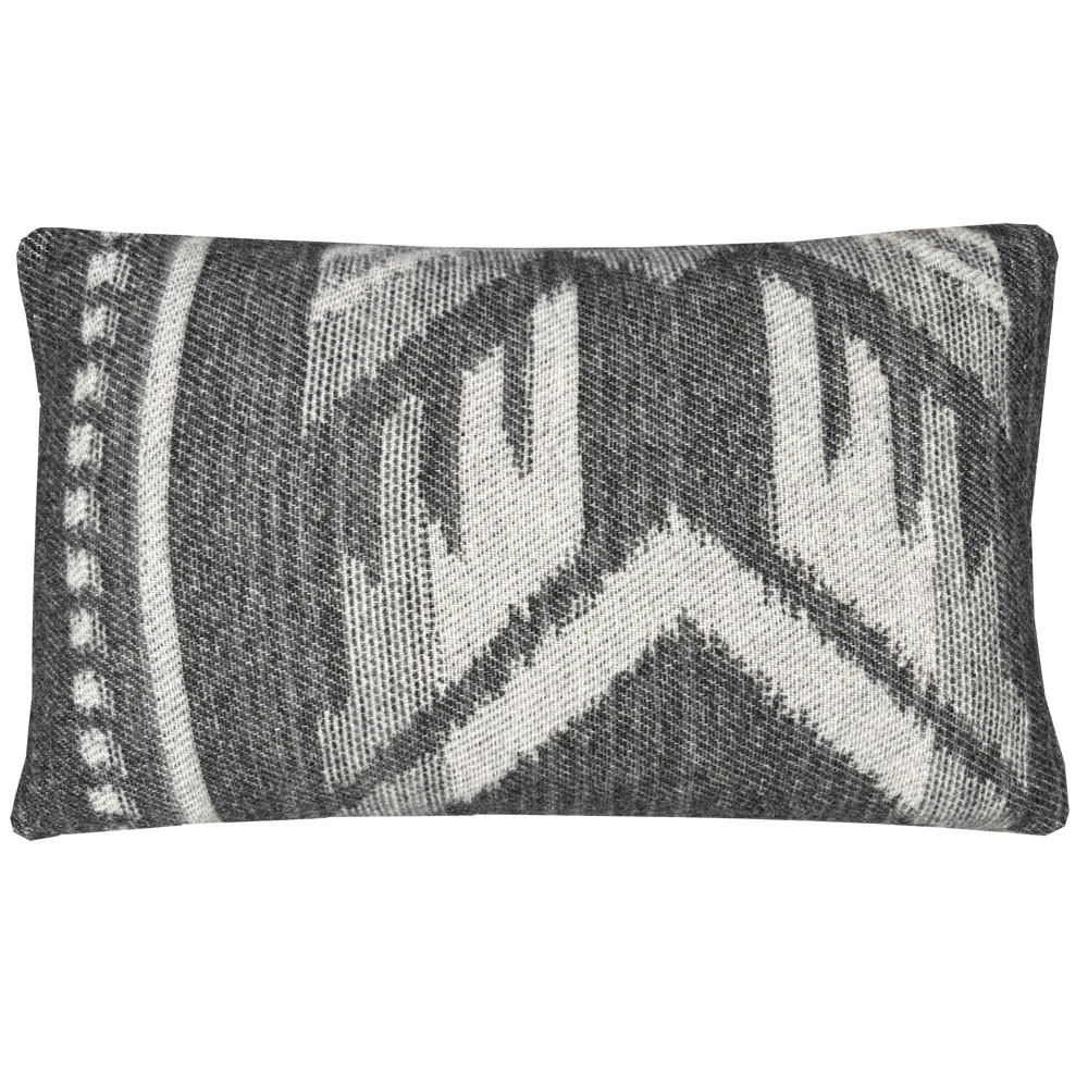 WOLLKISSEN Mochica schwarzes Ornament rechteckig 35x60 - Anthrazit/Hellgrau, Textil (60/35/12cm) - Malagoon