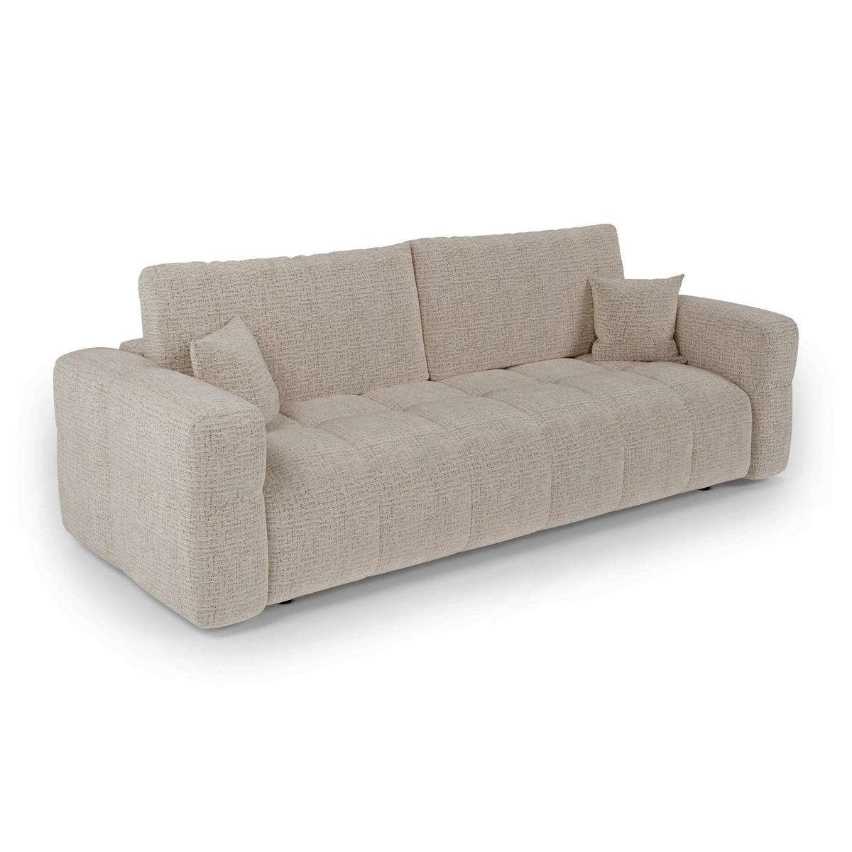 SCHLAFSOFA mit Stauraum VIBE Kettgewebe mit weichem Griff Beige 247cm - Beige, Textil (247/90/102cm) - Premium Interiors