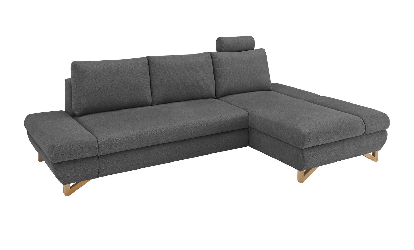 ECKSOFA grau Struktur-Stoff, Wohnzimmer Sofa - Grau, Holz/Textil (284/166cm) - Furn.Design