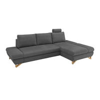 ECKSOFA grau Struktur-Stoff, Wohnzimmer Sofa - Grau, Holz/Textil (284/166cm) - Furn.Design