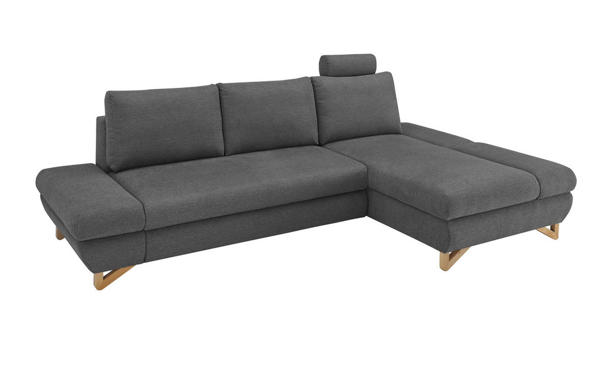 ECKSOFA grau Struktur-Stoff, Wohnzimmer Sofa - Grau, Holz/Textil (284/166cm) - Furn.Design