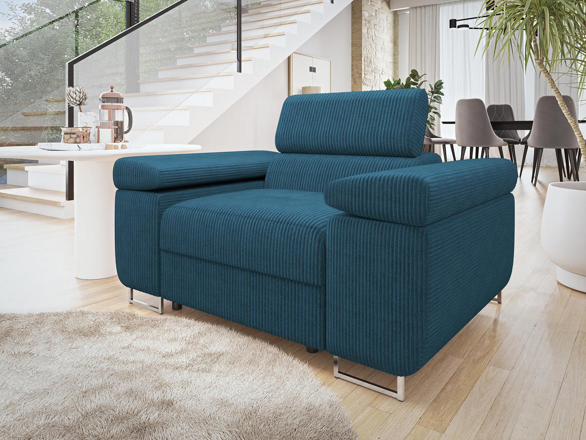 SESSEL Torezio Cord - Blau, Holz/Textil (134/90/102cm) - MIRJAN24