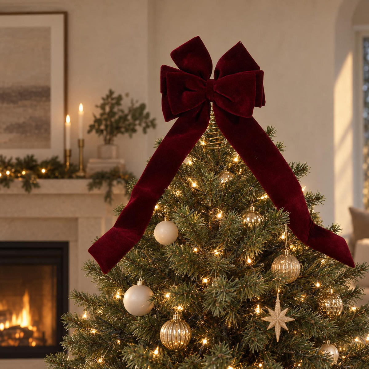 SCHLEIFE für den Tannenbaum 72/30/3 cm - Dunkelrot, Textil (30/3/72cm) - Home Styling Collection