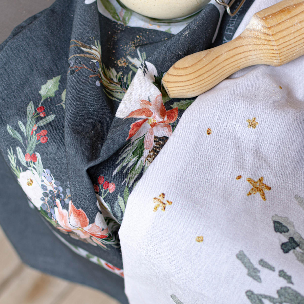 GESCHIRRTUCH (2 tlg) joyeux 70x50 cm mehrfarbig - Multicolor, Textil (70/50cm) - Happy Friday