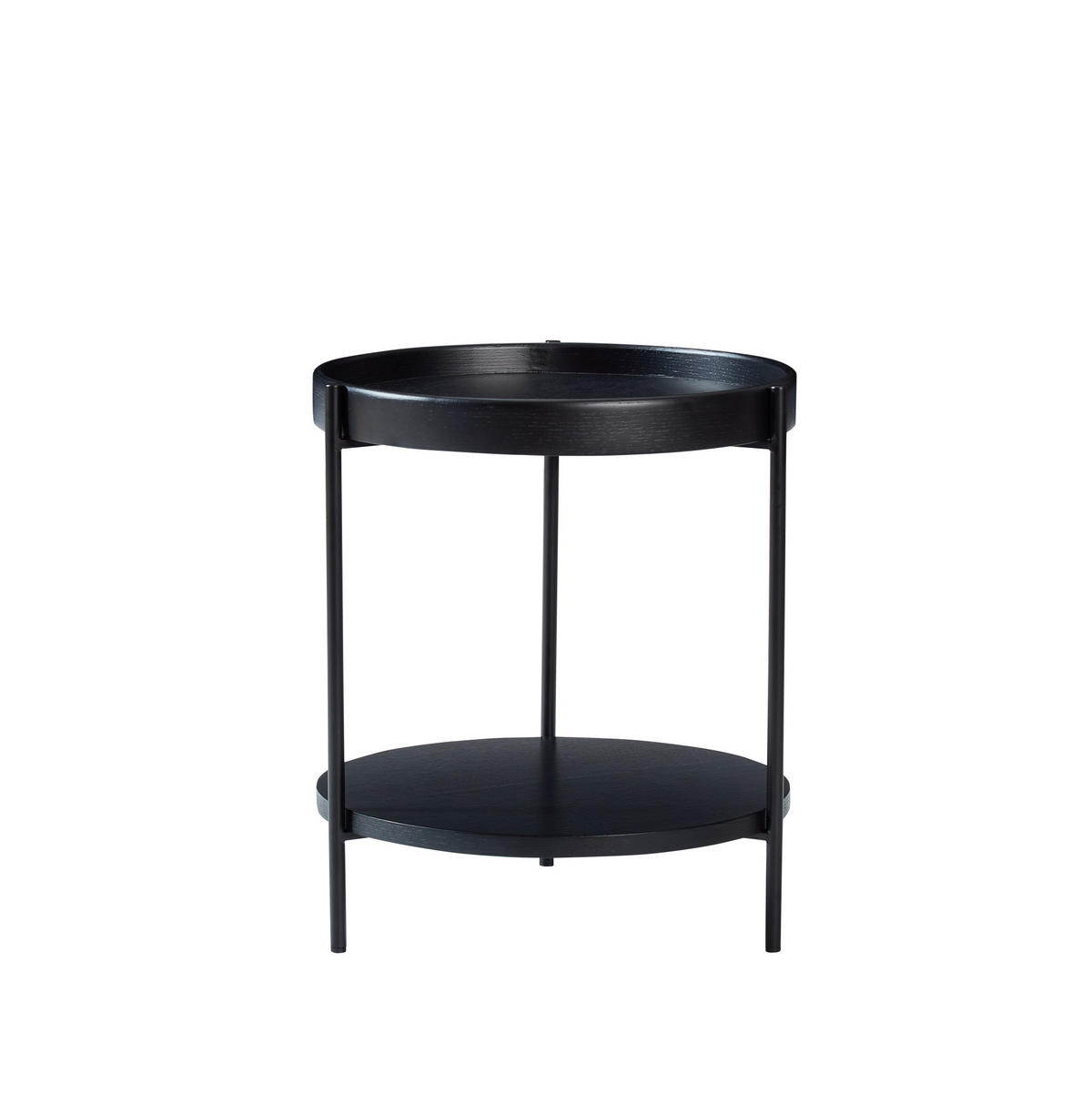 COUCHTISCH aus Massivholz und MDF 44x44x48 cm Schwarz mit 2 Ablageebenen - Schwarz, Holzwerkstoff (44/44/48cm) - IVMEU