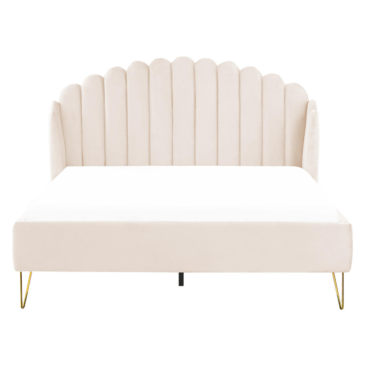 SAMTBETT 160/200cm Helles Beige Ambillou - Beige, Textil (160/200cm) - Beliani