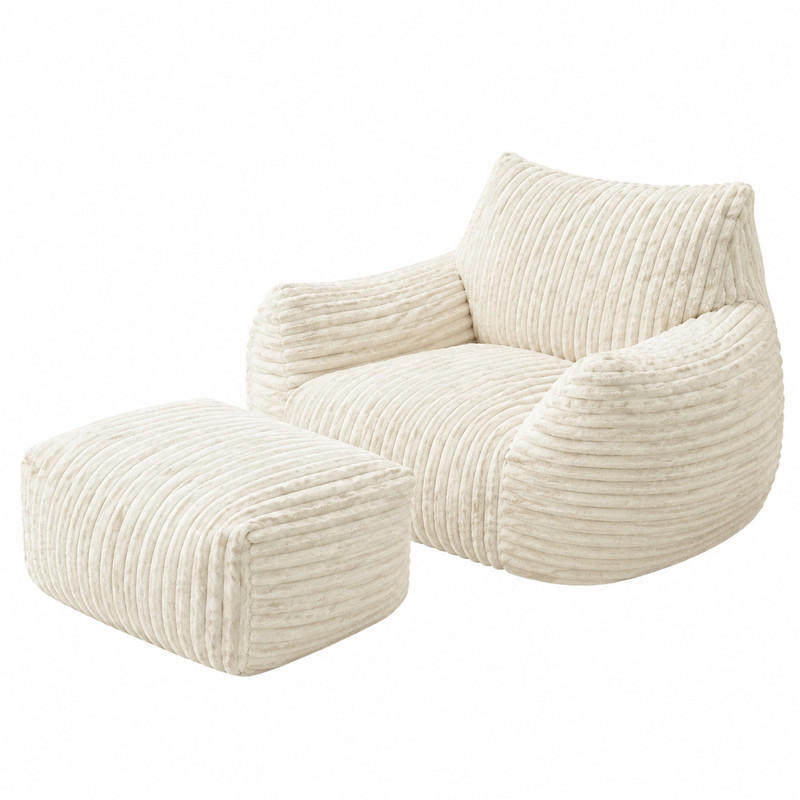 SCHLAFSESSEL mit Ottoman Flannelette White - Weiß, Kunststoff (90/70/103cm) - Beauniv