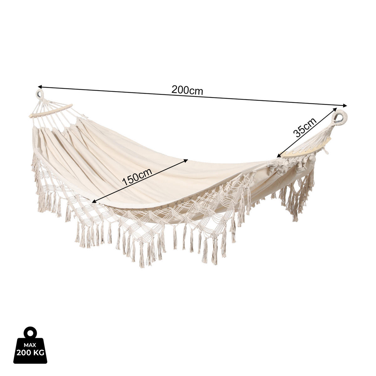 HÄNGEMATTE Beige 200/150 cm - Beige, Textil (200/1/150cm) - Mobili Rebecca