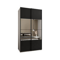 SCHWEBETÜRENSCHRANK 245,5/130/64 2-türig - Schwarz/Weiß, Holz/Metall (130/245/64cm) - Abiks Möbel
