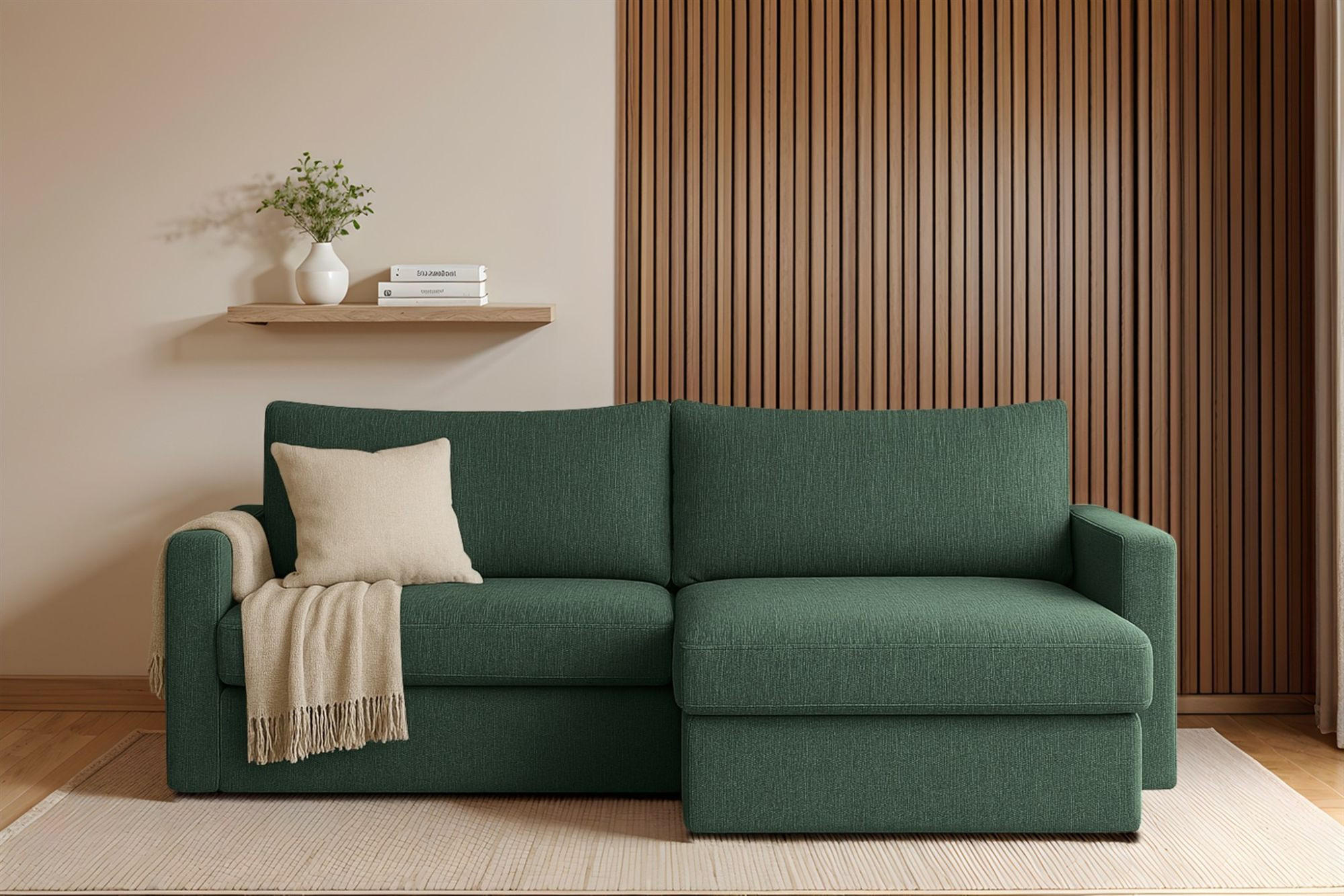 ECKSOFA Bendik In Faro - Grün, Holzwerkstoff/Textil (224/140cm) - Fun Möbel