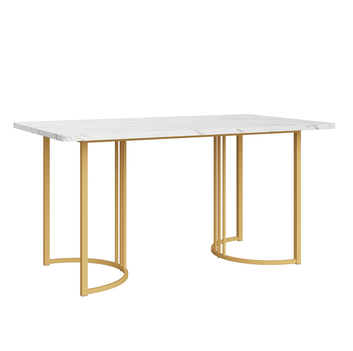ESSTISCH, MDF mit Marmor-Muster & Metallgestell, 140/80/75 cm, Gold - Goldfarben, Holzwerkstoff (140/80/75cm) - Redom