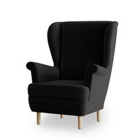 SESSEL LENTIO Ohrensessel Polstersessel, Schwarz - Schwarz, Holz/Holzwerkstoff (75/103/75cm) - MASSENO