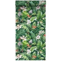 XXL-VLIESTAPETE tropische Blätter und Blüten 50 x 900 cm - Grün, Papier (50/900cm) - ESTAhome