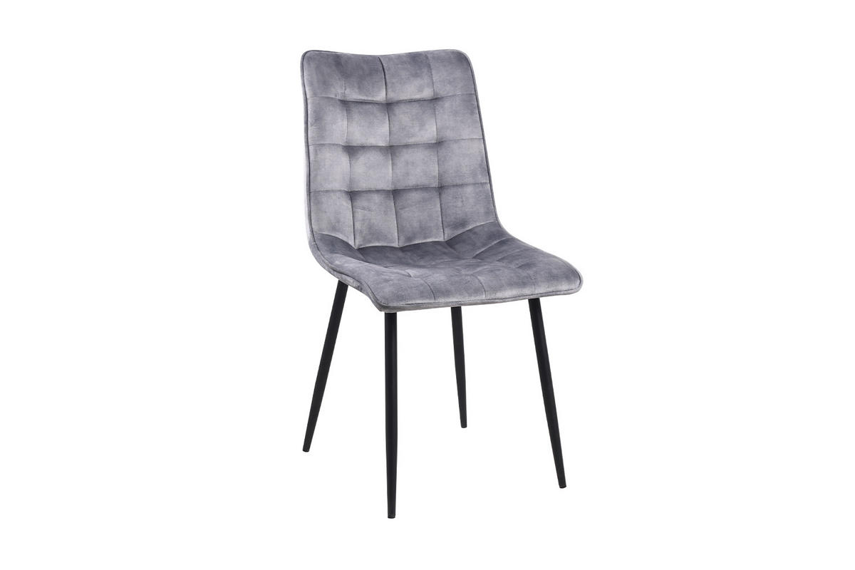 STUHL CLARA Grau Velvet - Grau, Textil (48/88/60cm) - KAWOLA