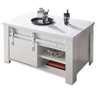 COUCHTISCH weiß Hochglanz 93 x 60 cm, Beistelltisch mit Stauraum - Chromfarben/Weiß Hochglanz, Holzwerkstoff/Kunststoff (93/60/51cm) - Furn.Design