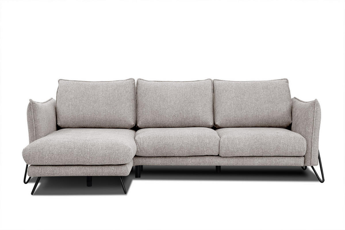 ECKSOFA HOSTEN 4-Sitzer, beige - Beige/Schwarz, Holzwerkstoff/Textil (158/269cm) - Courtois Laville