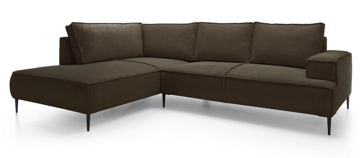 SCHLAFSOFA 275 cm L-Form Harmonia mit Beinen, Links, Braun - Braun, Holz (275/195cm) - Emporius