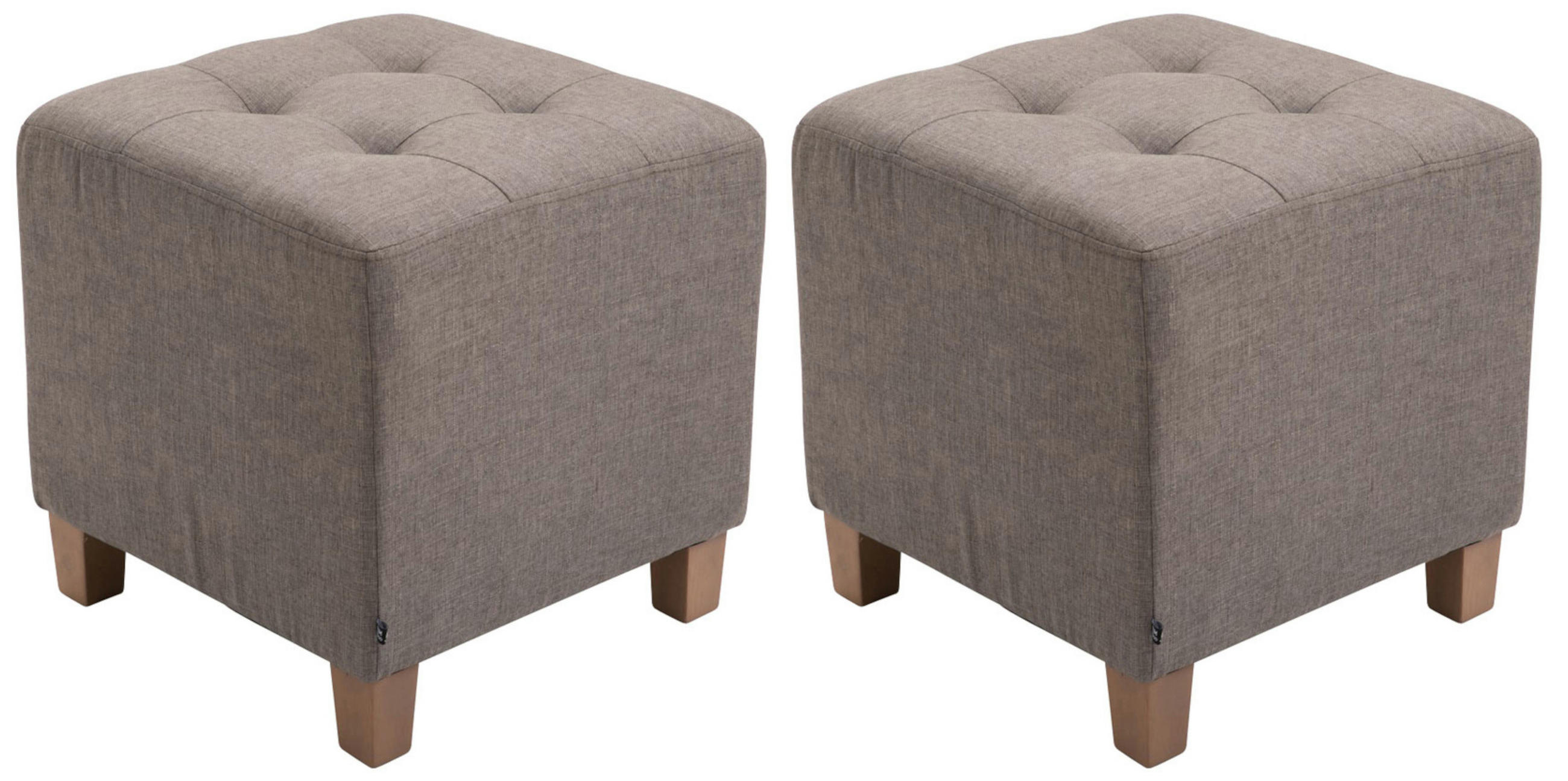 SITZWÜRFEL 2er Set Stoff taupe - Taupe, Holz/Textil (45/46/45cm) - CLP
