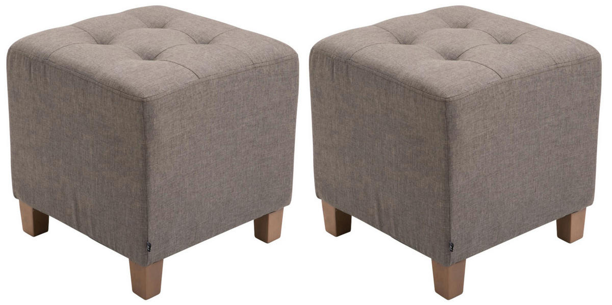SITZWÜRFEL 2er Set Stoff taupe - Taupe, Holz/Textil (45/46/45cm) - CLP