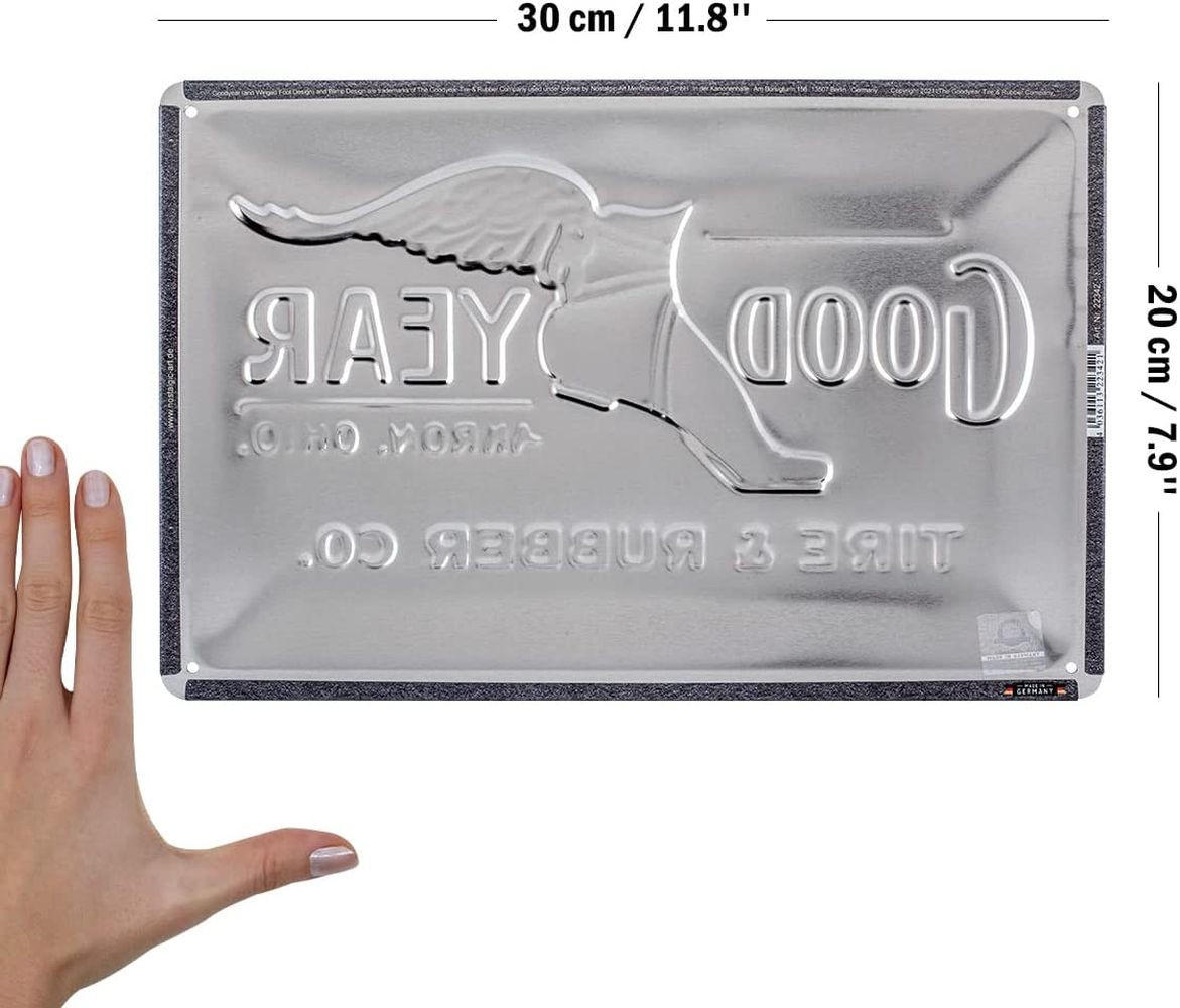 BLECHSCHILD 20/30 cm Goodyear Wing Foot Logo 1901 - Multicolor, Metall (30/20/0.2cm) - Nostalgic-Art
