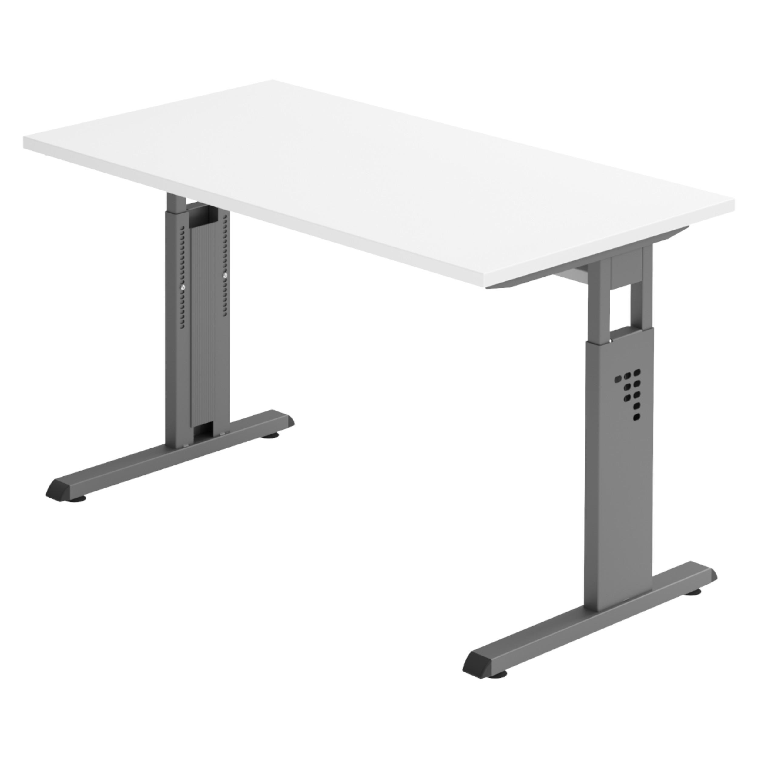 SCHREIBTISCH Serie-O (Mini) 67,2/120/74 cm in Weiß/Graphitfarben - Graphitfarben/Weiß, Holzwerkstoff (67.2/120/74cm) - bümö