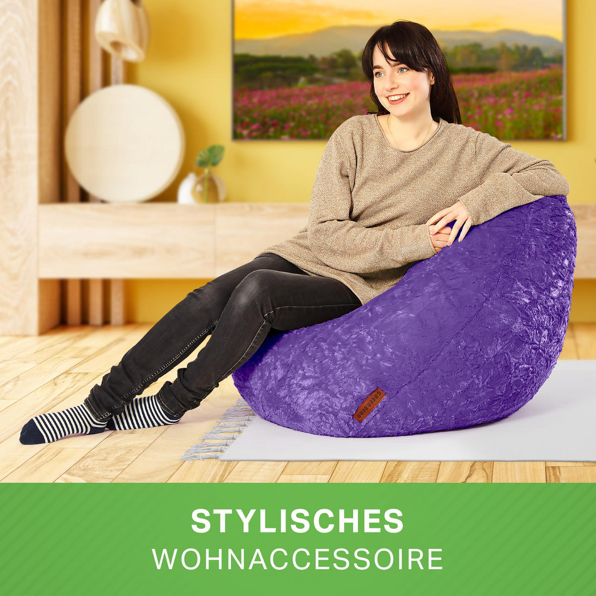 SITZSACK "Plüsch" 60x45x45cm - 120L - Lila, Textil (45/60/45cm) - Green Bean