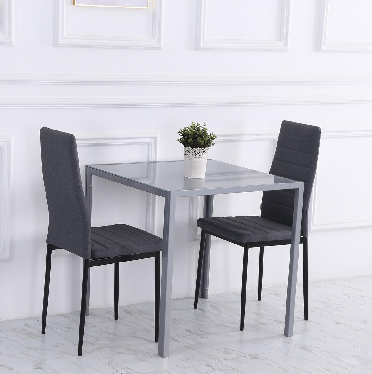 ESSTISCH für 4 Personen 75 x 75 cm Grau - Grau, Metall (75/75/75cm) - Meubliv