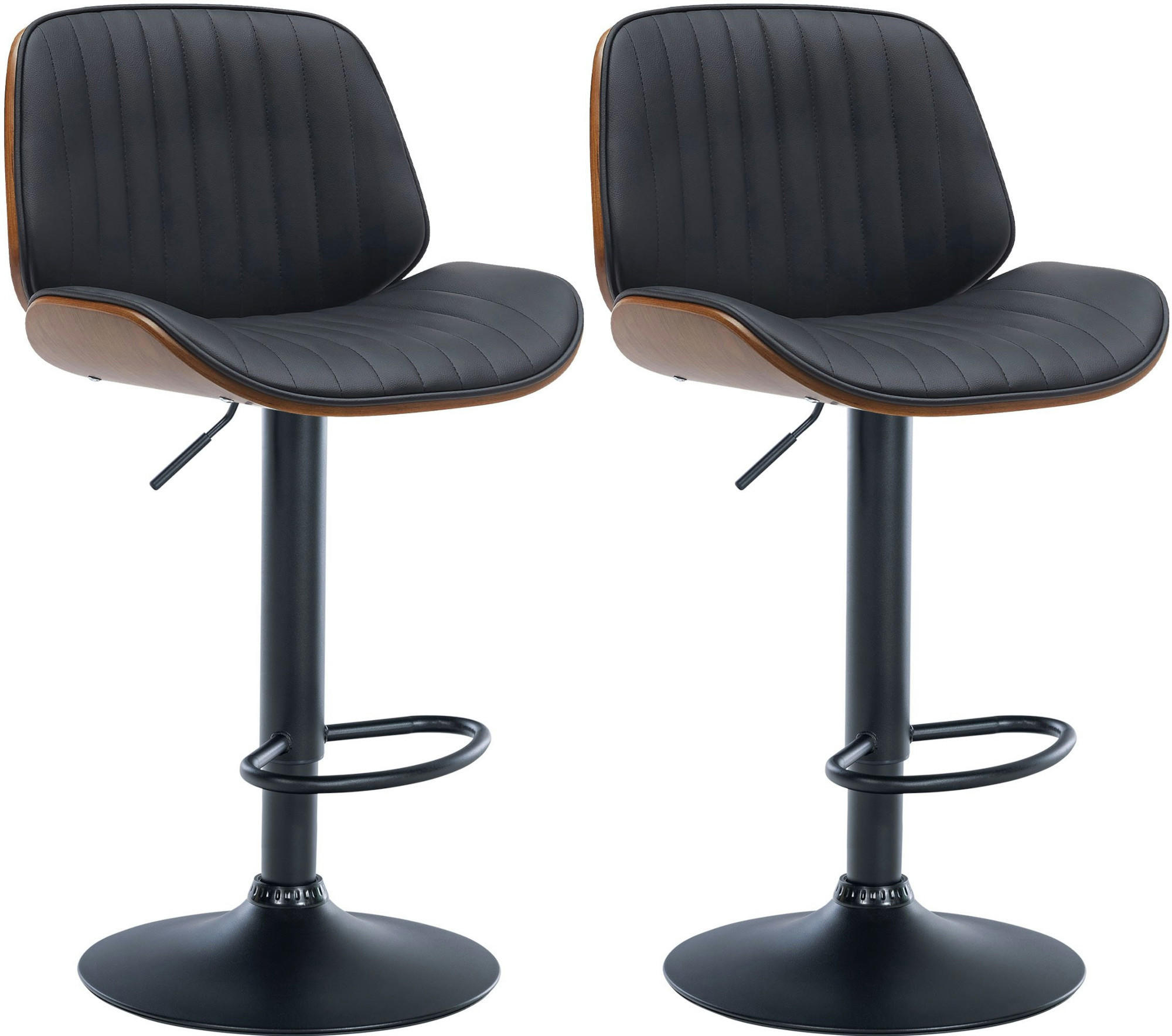 BARHOCKER 2er Set Lederlook walnuss/schwarz - Walnussfarben/Schwarz, Textil/Metall (49.5/90/50cm) - CLP