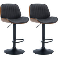 BARHOCKER 2er Set Lederlook walnuss/schwarz - Walnussfarben/Schwarz, Textil/Metall (49.5/90/50cm) - CLP