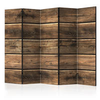 PARAVENT Beidseitig Bedruckter 5-tlg 225x172 cm Hölzerne Komposition - Braun, Holz/Textil (225/172/3cm) - Muralo