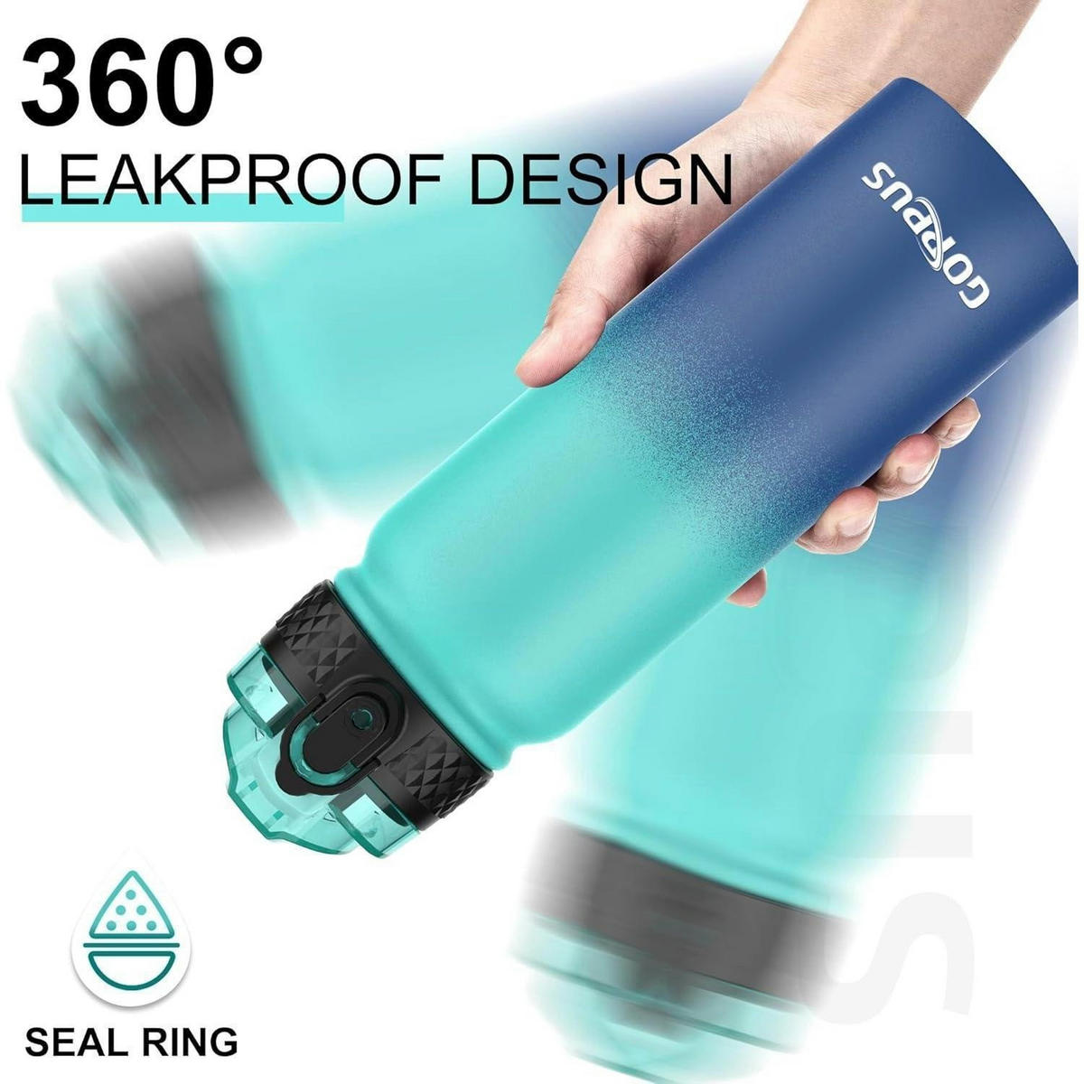 TRINKFLASCHE 600 ml Edelstahl mit Strohhalm auslaufsicher Thermosflasche Grün Blau - Multicolor, Metall (6.3/6.3cm)