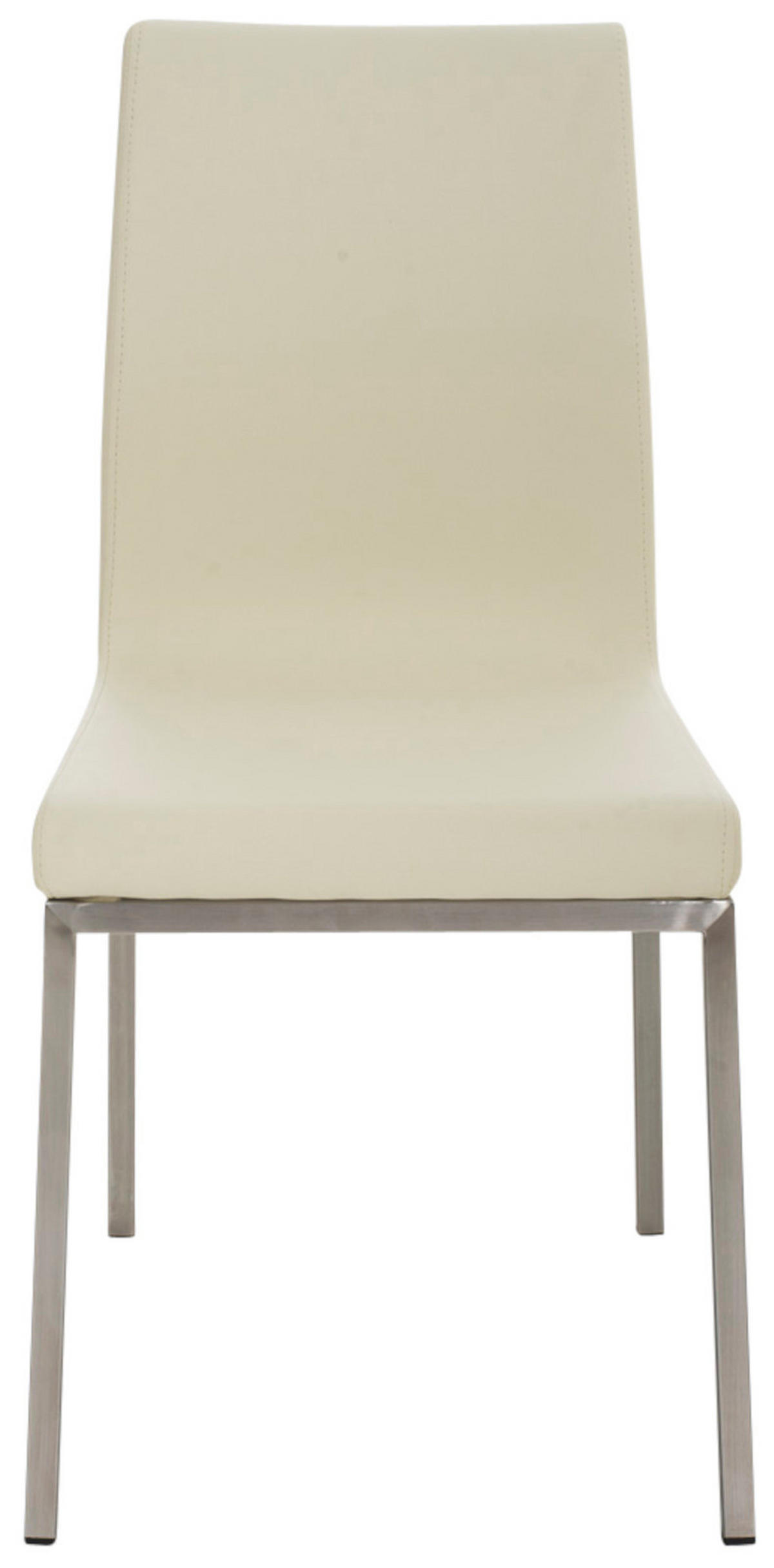 STUHL 2er Set Lederlook creme - Edelstahlfarben/Creme, Textil/Metall (40/88/50cm) - CLP