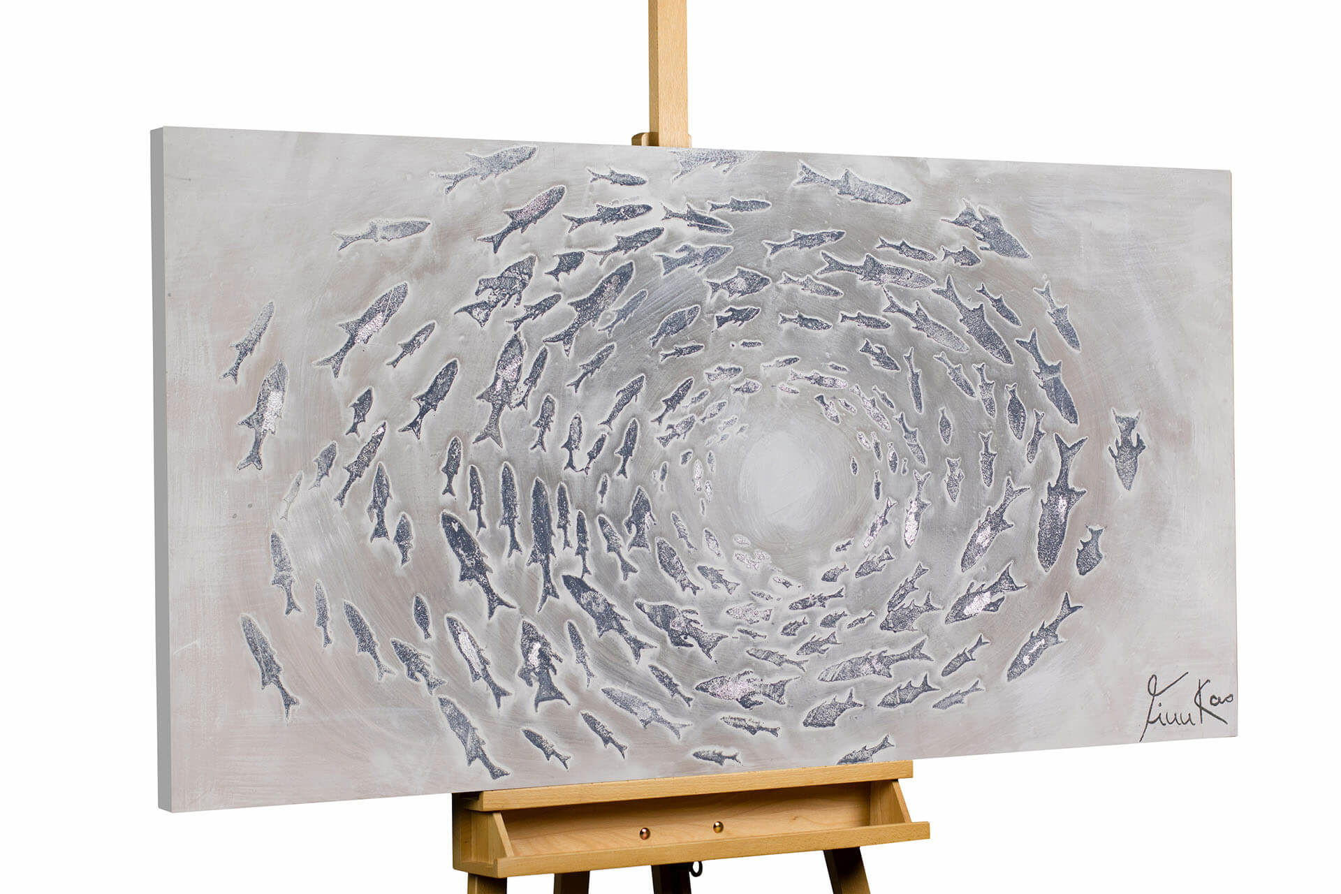 ÖLGEMÄLDE 140/70 cm - Grau, Holz/Textil (2.02/70cm) - KUNSTLOFT